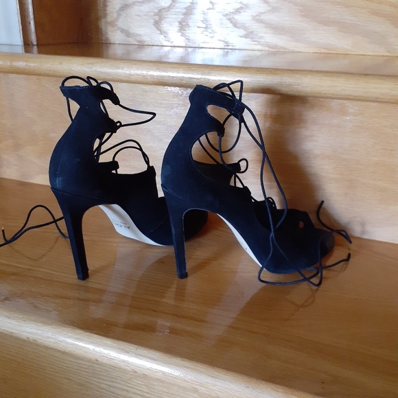 Aldo Black Suede Lace Up Stilettos - Picture 14 of 16